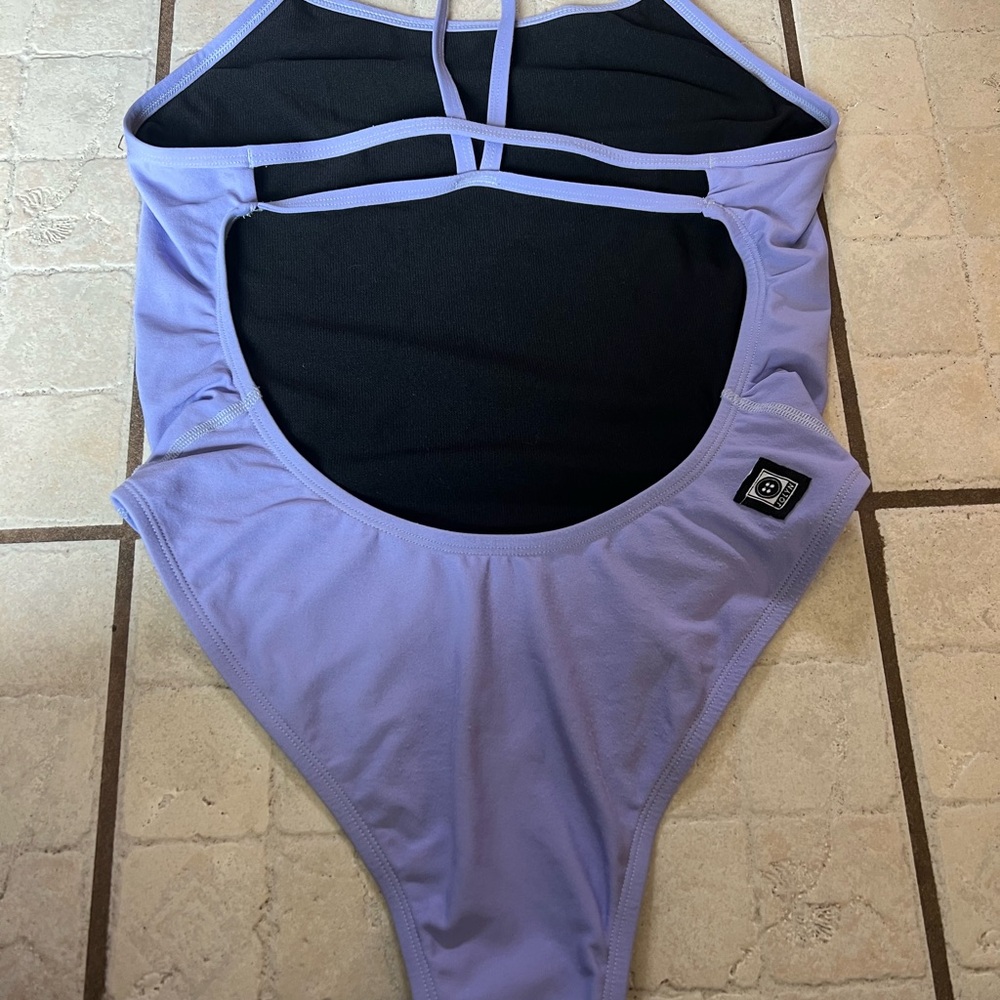 Jolyn Clothing Lavender and Black One-Piece Swimsuit